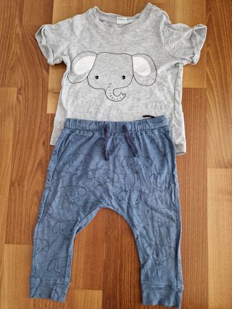 Baby Set T-Shirt und Hose Elefanten Grösse 74