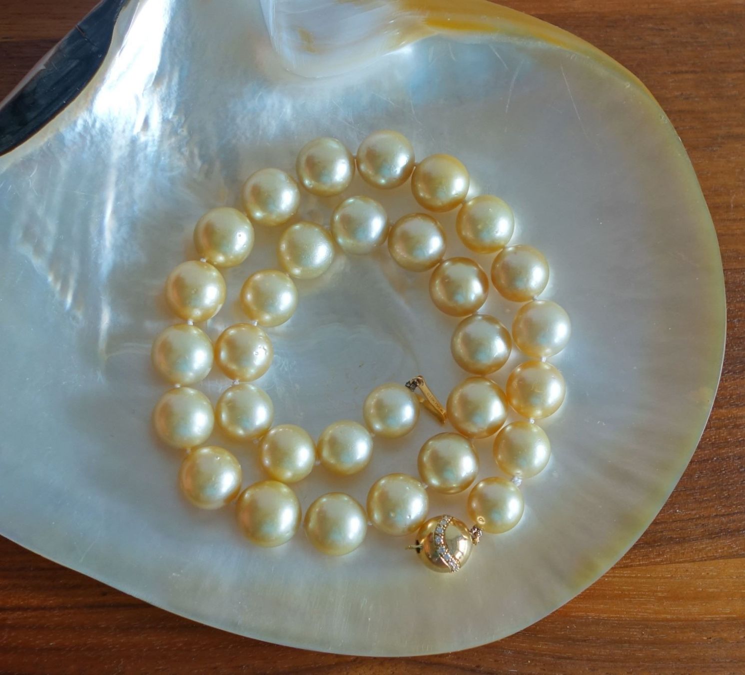 Ketten: Südseeperlencollier, rund, 12-14mm – Neu und originalverpackt aus Rümlang von 21f 4