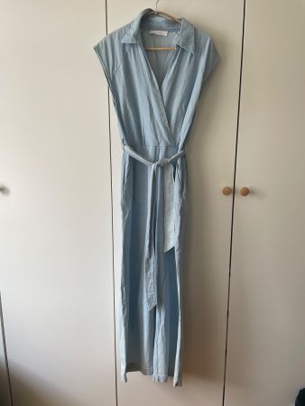 MANGO (MNG) Jumpsuit Hellblau Denim-Look – 100% BW – Gr. S
