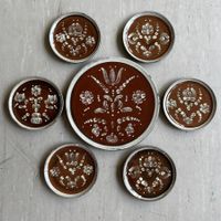 Hugo Kohler, Biel - Grosses Keramik Teller + 6 Dessertteller