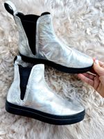 VAGABOND STIEFEL SCHUHE BOOTS 37 SILBER ECHT LEDER TOP