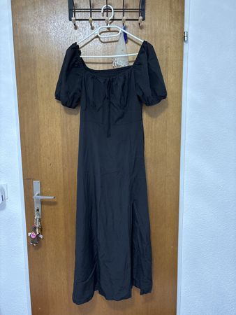 Kleid Schwarz Grösse L Puffärmel Schlitz