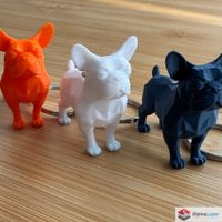 French Bulldog Keychain 3D Printed White NO CHAIN INCLUDED