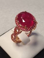 Ring Rubin rosé vergoldetes Silber Neu