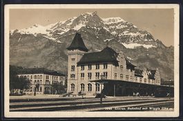 AK Glarus, Bahnhof mit Wiggis, 1931