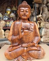 Buddha Statue Holz 50cm – sitzender Buddha, Vitarka Mudra