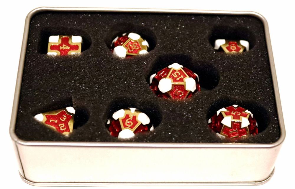 HNCCESG DND Würfel-Set – Metallische Polyeder (D10) Mit Antikem Splitter-Blutfleck-Design