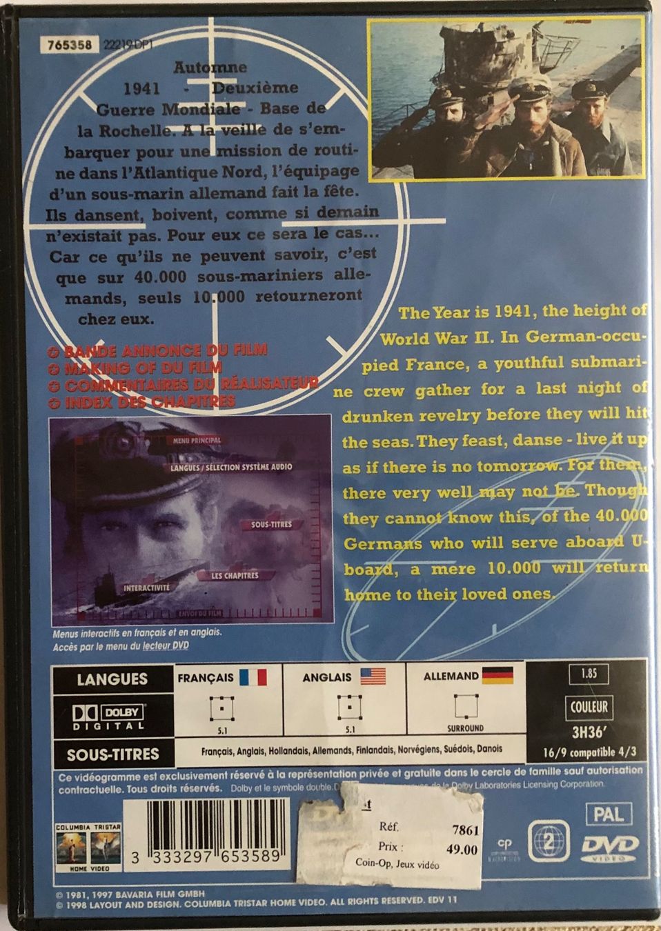 Alle DVDs: DAS BOOT (LE BATEAU) – Gebraucht aus Poliez-Pittet von Newtown-Records 1