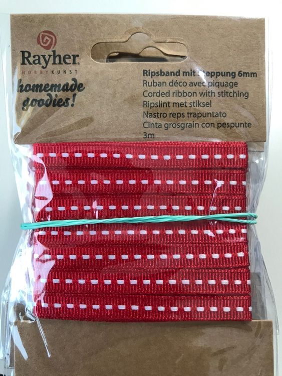 Rayher Ripsband mit Steppung rot (Neu und originalverpackt) in ...