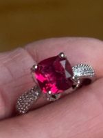 Luxus Elegante Gr.19/9 Ring Farbe: Silber /Rosa/rot Zirkonia