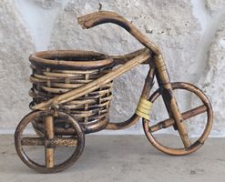 Deko Fahrrad mit Korb Rattangeflecht