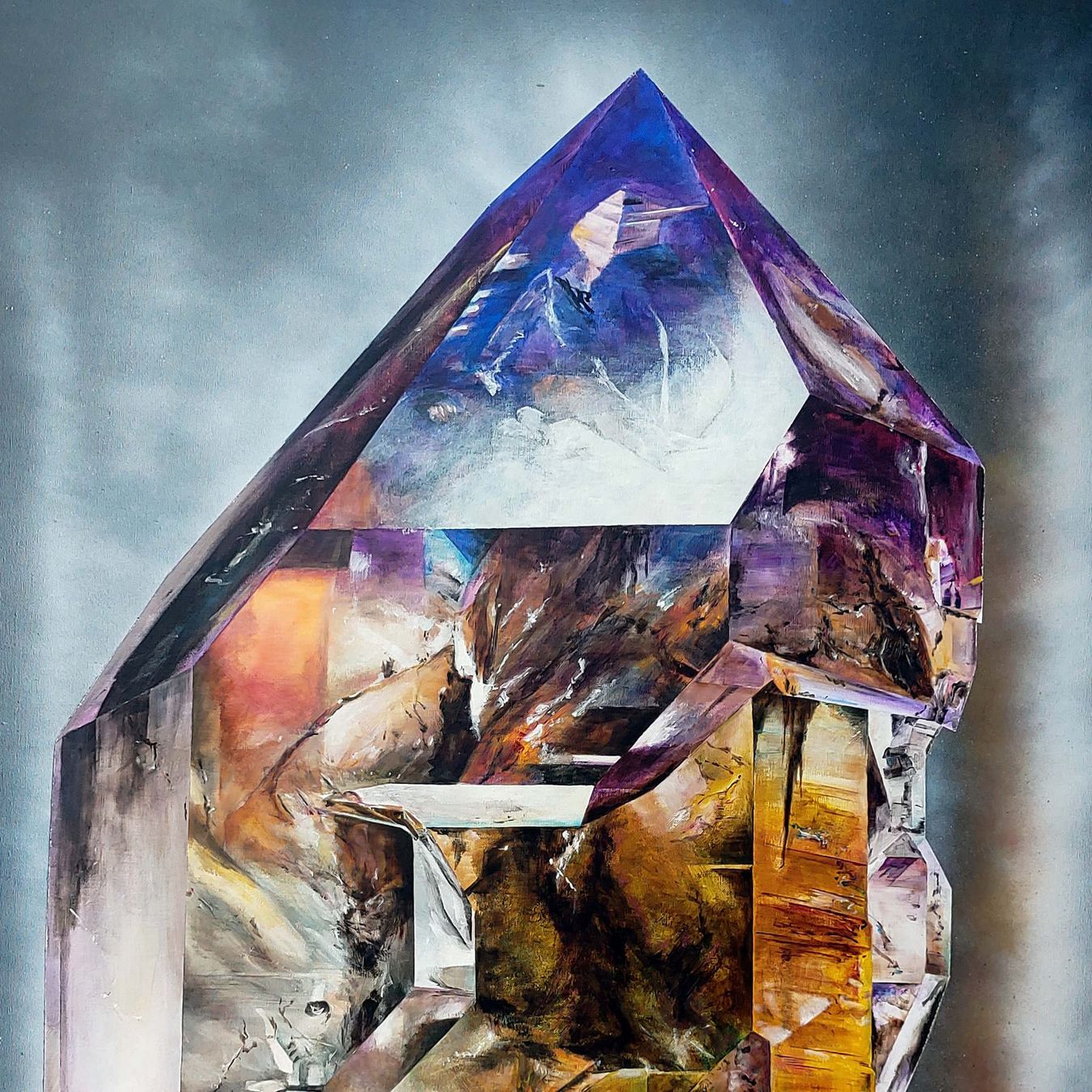 Minerali & Pietre curative: Riesiges Acrylgemälde 'Amethyst' - Original – Nuovo e nell'imballaggio originale da Steinhausen venduto da Kristall022 1