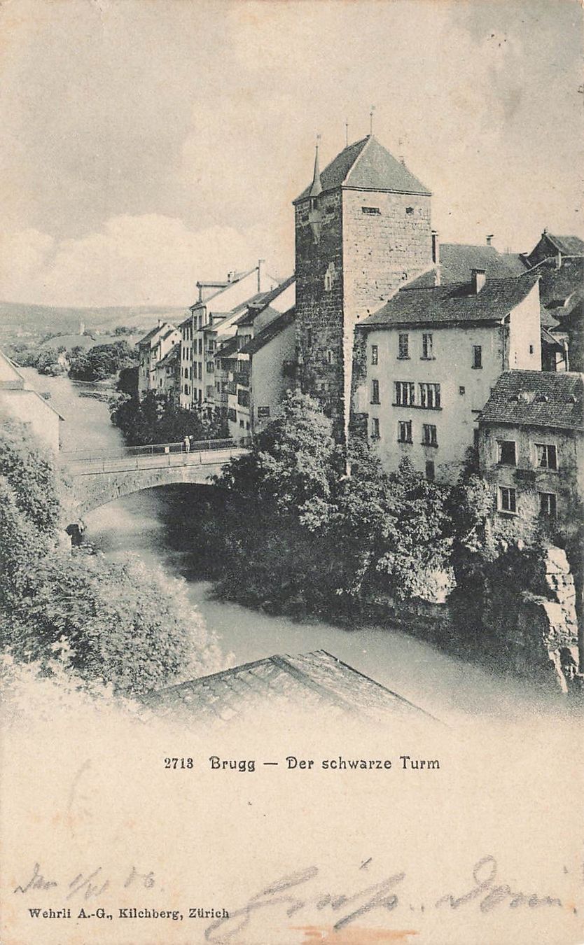 Cartoline postali: Brugg AG – Schwarzer Turm – Usato da Biasca venduto da Blenio71