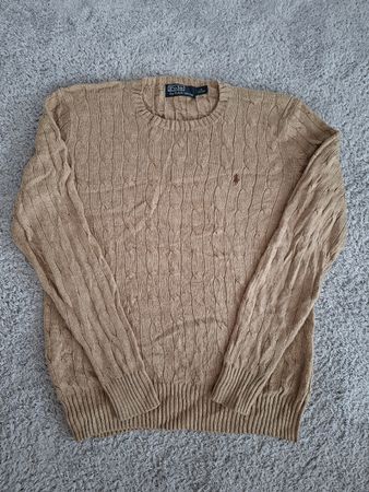 Pull Torsadé Polo Ralph Lauren – 100% Soie Tussah – Beige M