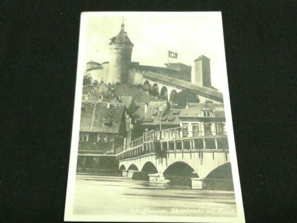 Cartoline postali: Schaffhausen Rheinbrücke mit Munot – Usato da Schaffhausen venduto da vintageworld 1