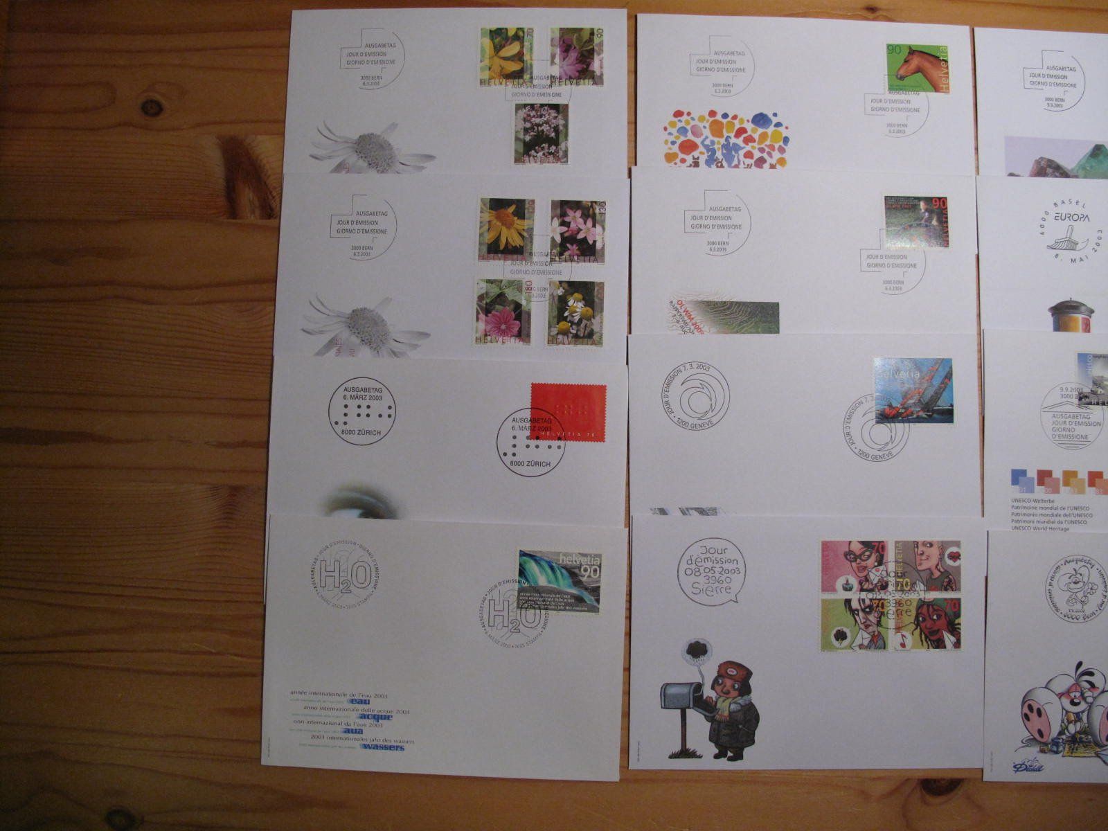 Tutti i francobolli: Schweiz FDC 2003 15 Stück – Usato da Wil SG venduto da fva01 1