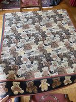 Nappe carrée et coussins avec oursons 