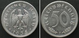 DRITTES REICH 50 Reichspfennig 1935 F, Alu, ERSTABSCHLAG!