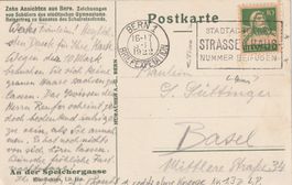 Maschinenstempel Bern 1922 Nr. 1.3z (selten) auf Ak