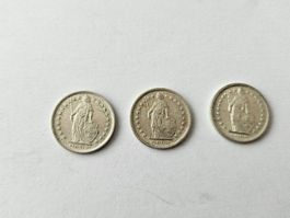 3x ½ Franken Münze (1959, 1966, 1967)
