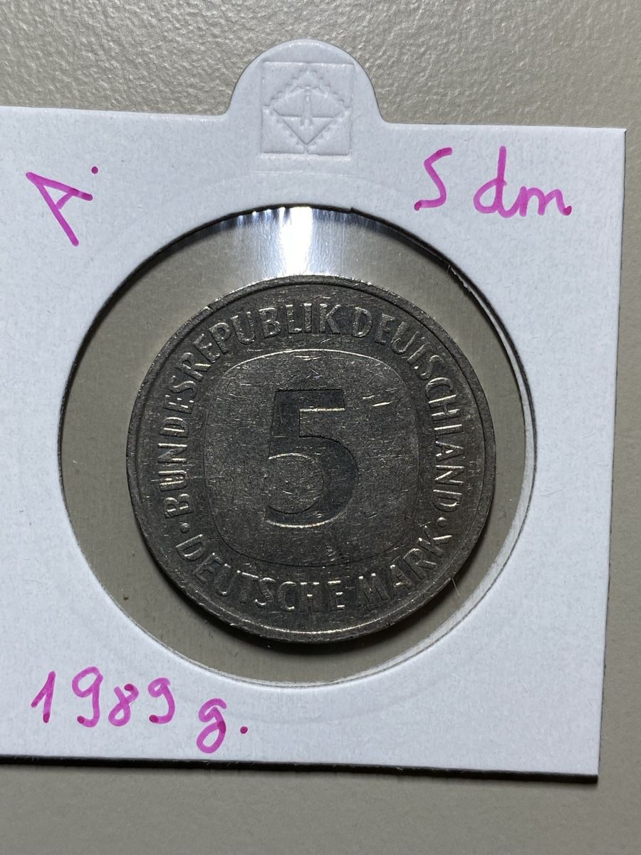 Alle Münzen: Allemagne - 5 DM - 1989 G  – Gebraucht aus Payerne von Mike1682