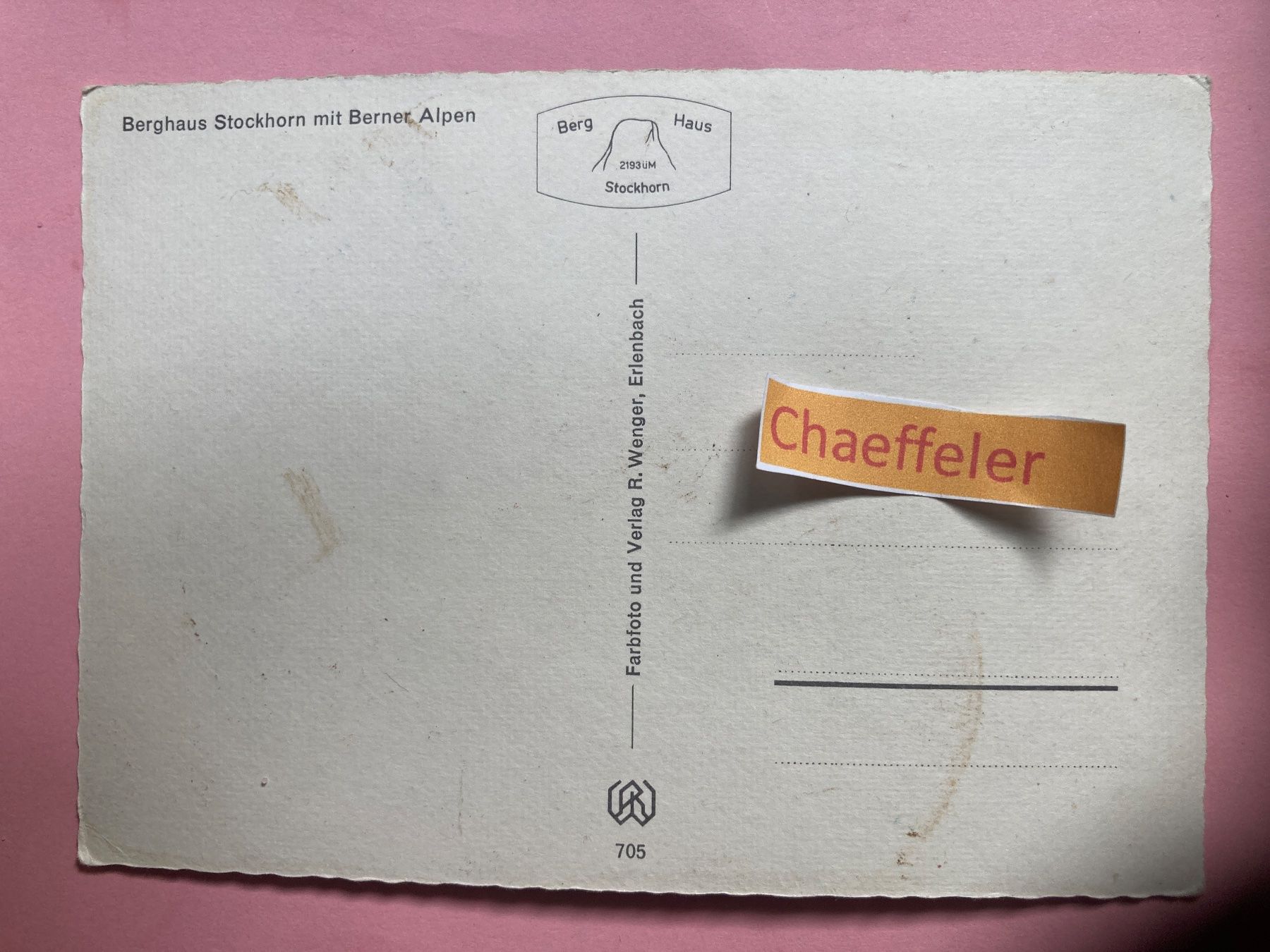 Cartoline postali: Berghaus Stockhorn mit Berner Alpen – Usato da Zürich venduto da Chaeffeler 1