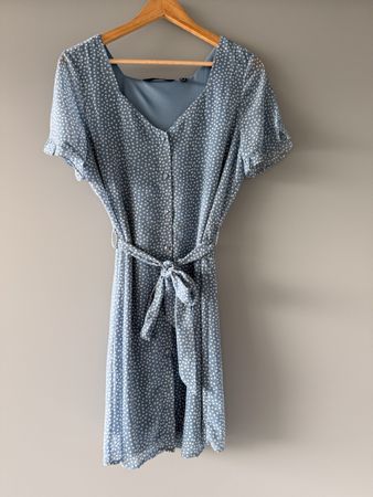 Robe bleu à pois blancs taille M 
