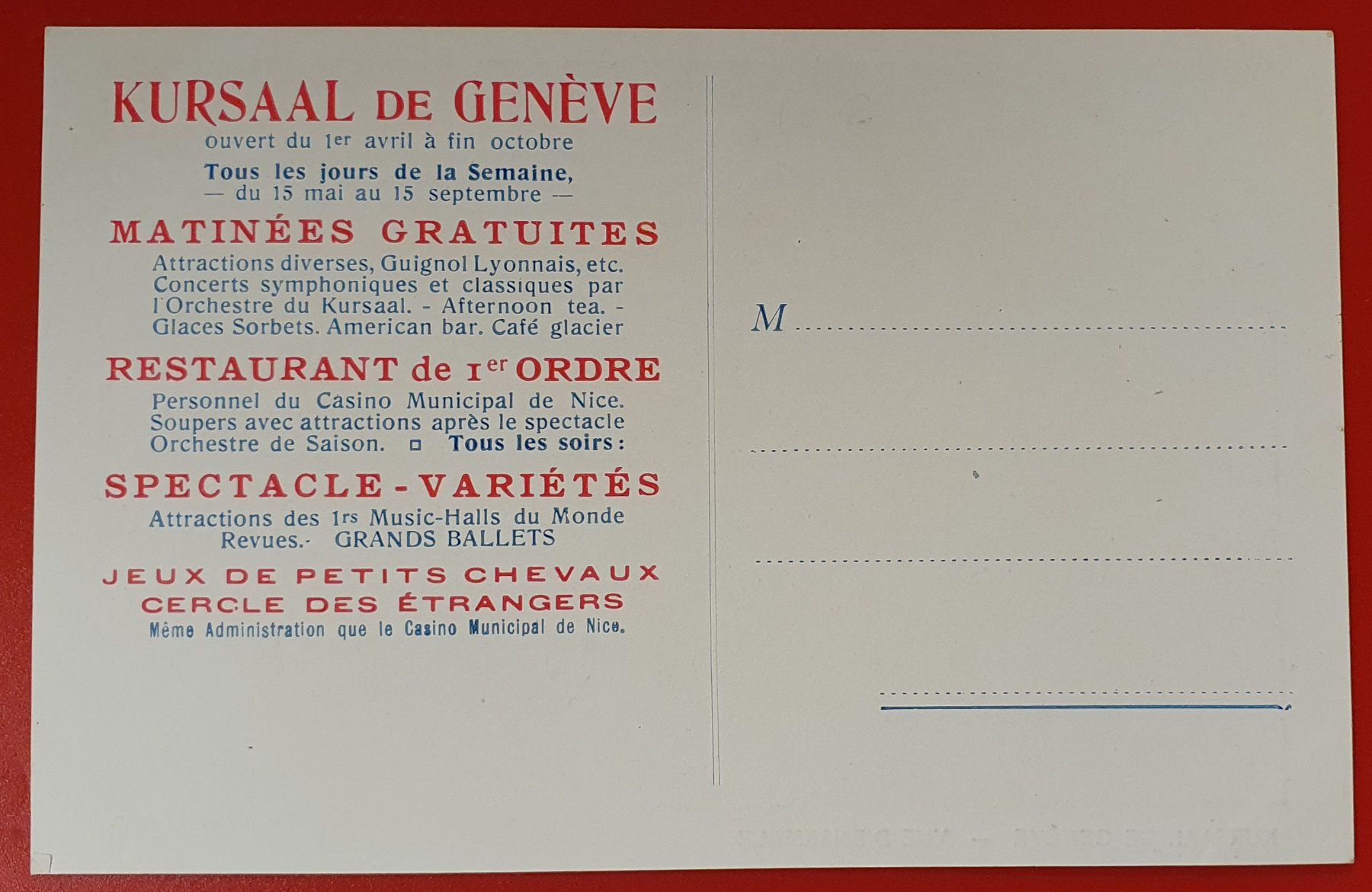 Cartoline postali: Genéve - Kursaal – Usato da Kreuzlingen venduto da Rschweiz1 1