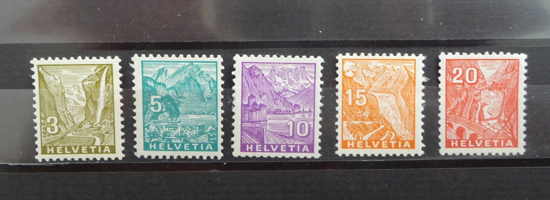 Tutti i francobolli: 1934 Schweiz 3 - 20 ungestempelt – Usato da Horgen venduto da FIR-2008