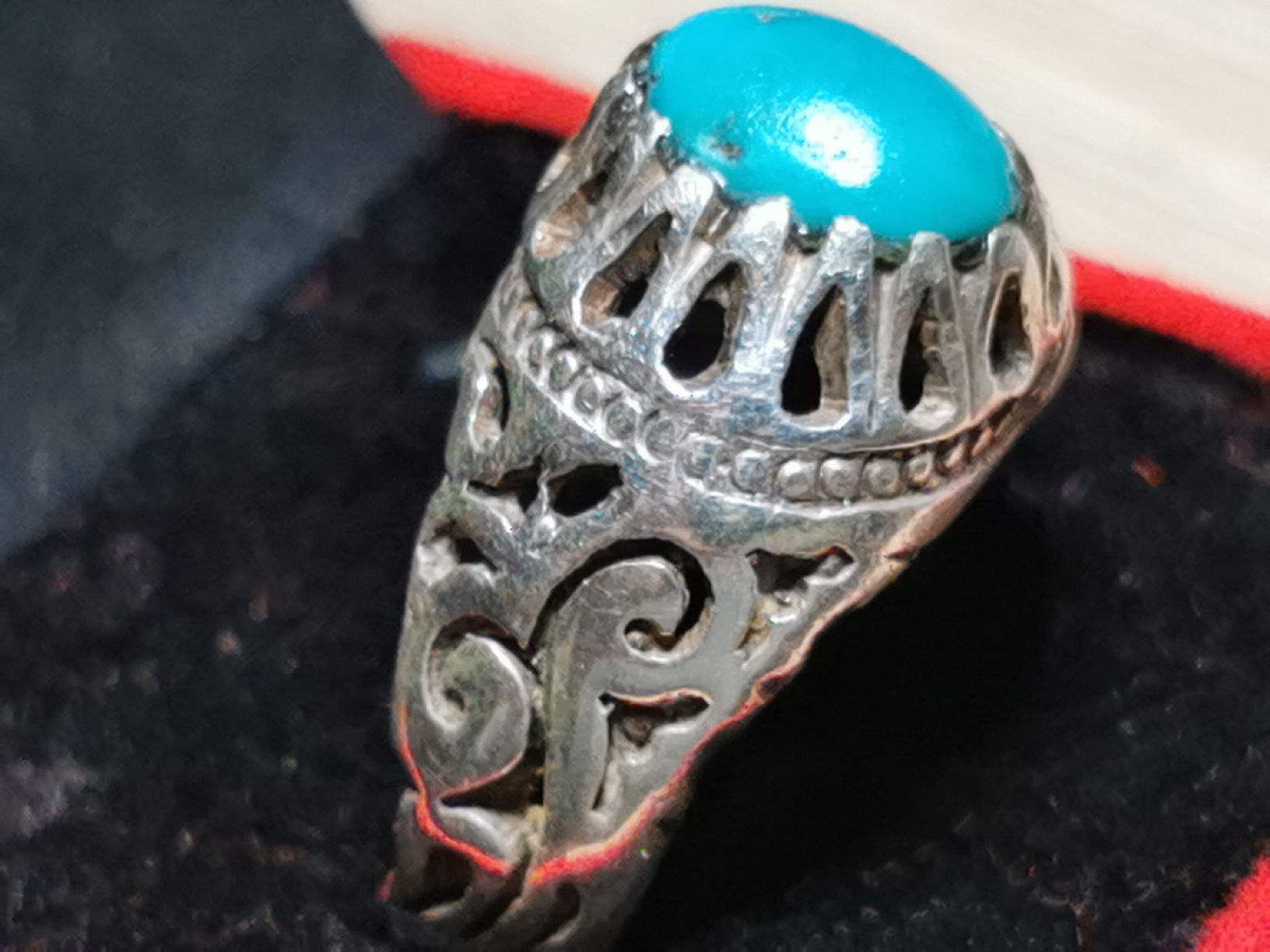 Anelli: Herren Silber Ring mit Türkis Durchmesser 20 mm – Usato da Schlieren venduto da vlalif 4