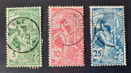 9-24-2 Timbres Helvetia oblitérés. Jubilé de l'U.P.U. 1900