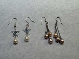 Set à 2 Stück Ohrringe mit Süsswasserperlen, neu