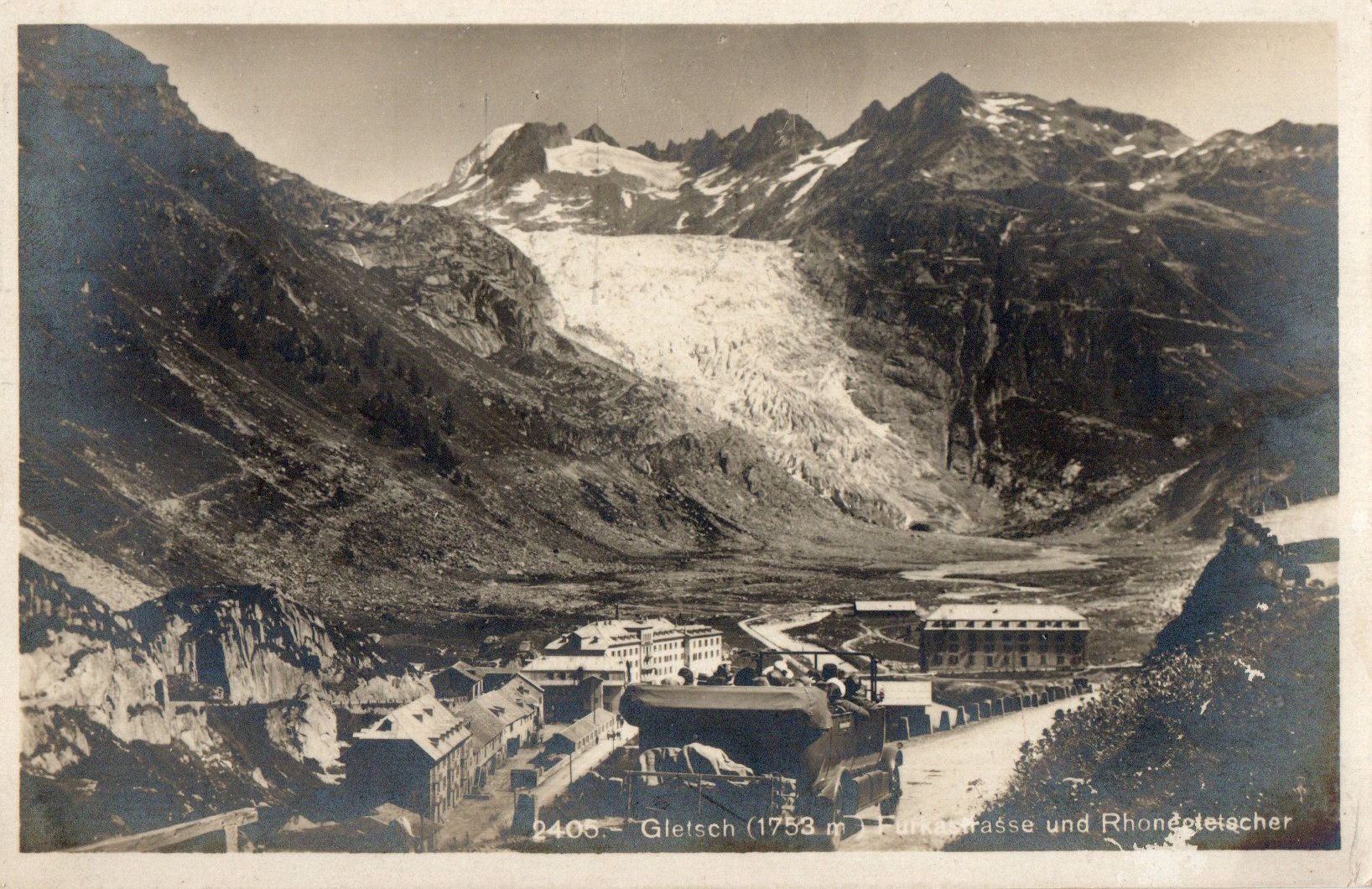Cartoline postali: Gletsch - Furkastrasse u.Rhonegletscher – Usato da Melano venduto da pisonsdro