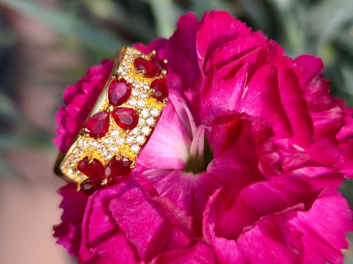 Anelli: Gold Ring mit echten Rubinen aus Massivem 925 Silber – Nuovo (secondo la descrizione) da St. Gallen venduto da GIULESGG 1