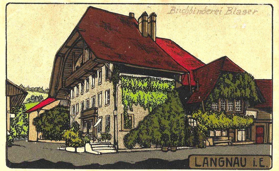 Cartoline postali: AK LANGNAU i.E. BUCHBINDEREI BLASER 1913 – Usato da Schlossrued venduto da Aronliam