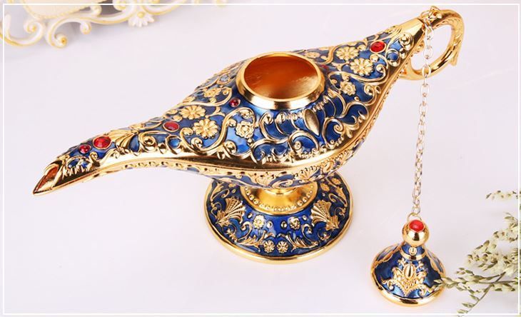 Produktbild von Vintage Aladdin Wunderlampe - Zinklegierung Gold & Lila Als Deko & Schmuckschatulle