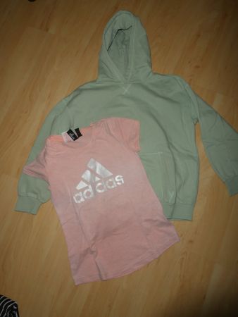 Hoodie Grün Gr.152 + Adidas T-Shirt Mädchen Sommer