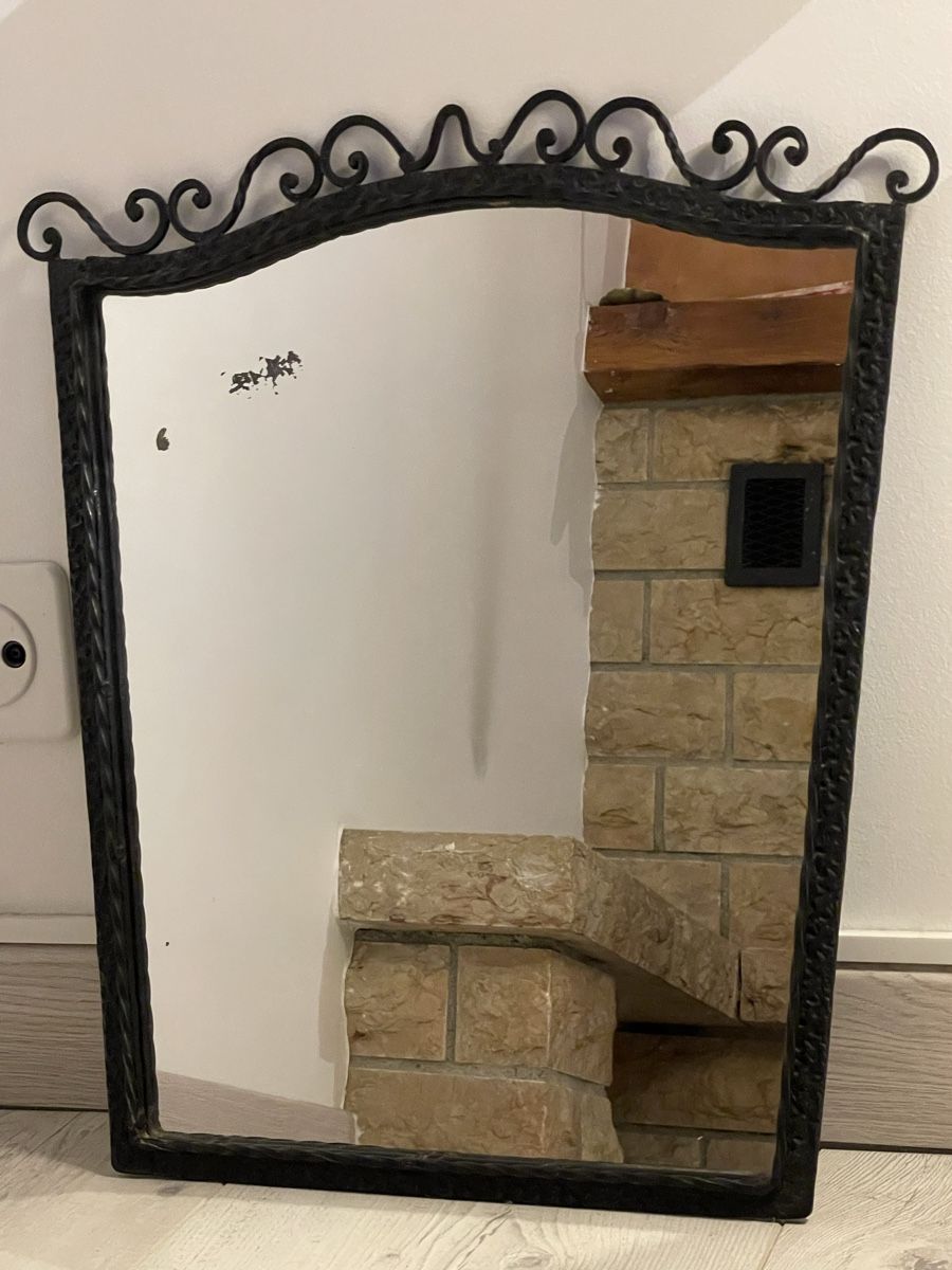 Specchi: Miroir mural vintage en fer forgé noir – Usato da Vallorbe venduto da gtornado80