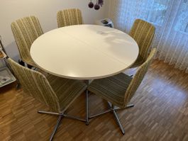 Vintage Runder Esstisch mit 5  Stühle aus den 60er 70er