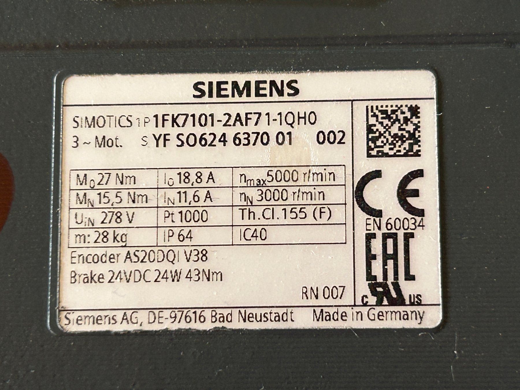 Siemens  Moteurs: Siemens Motor NEU – Neuf (Voir description) à Zofingen par Maschinenfabrik 1