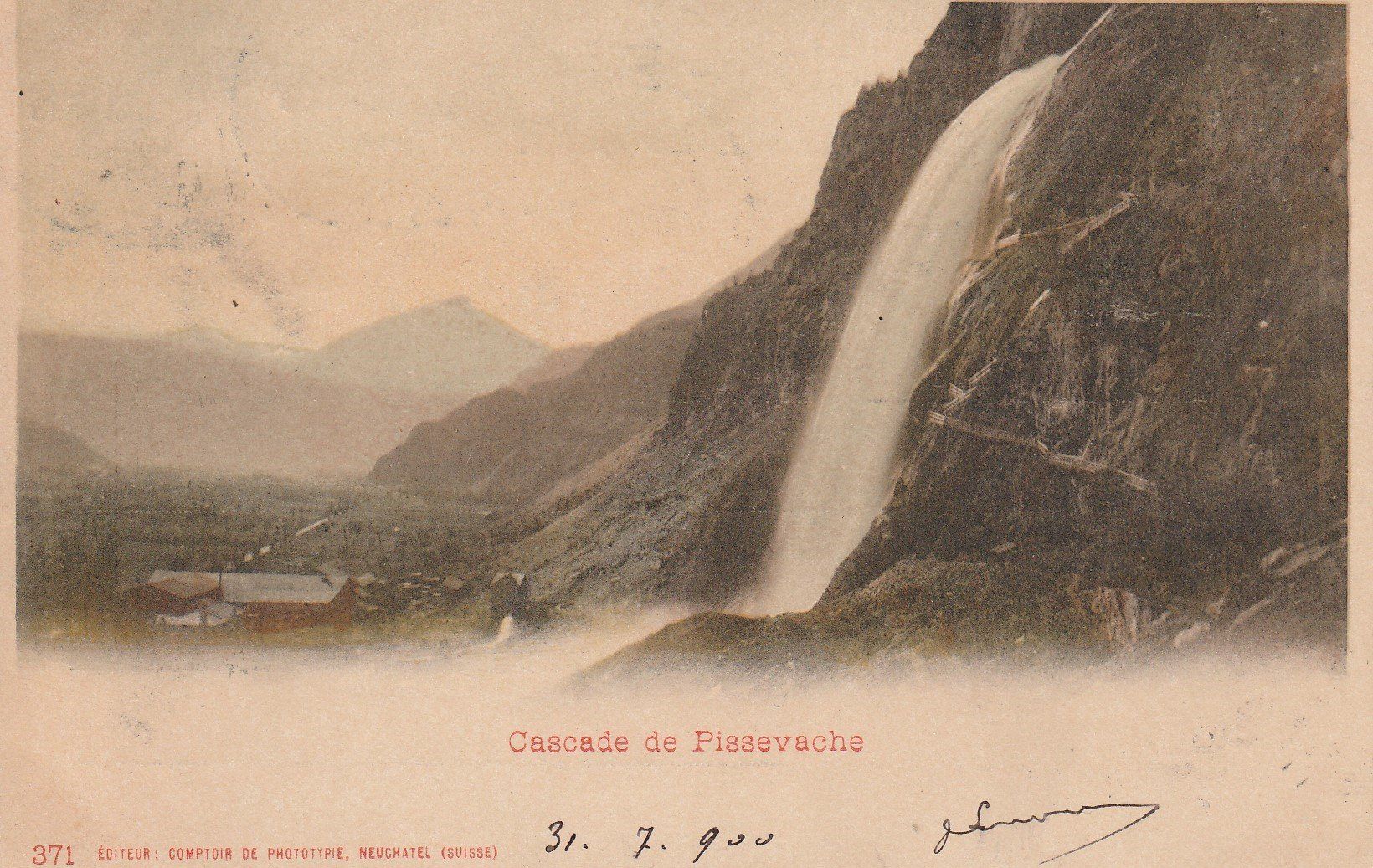 Cartoline postali: AK - Cascade de Pissevache - gel. 31.7.1900 – Usato da Fribourg venduto da schnalla92