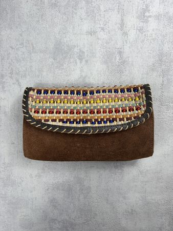 Sac Bandoulière Miss Me Daim & Perles Arc-en-Ciel Boho