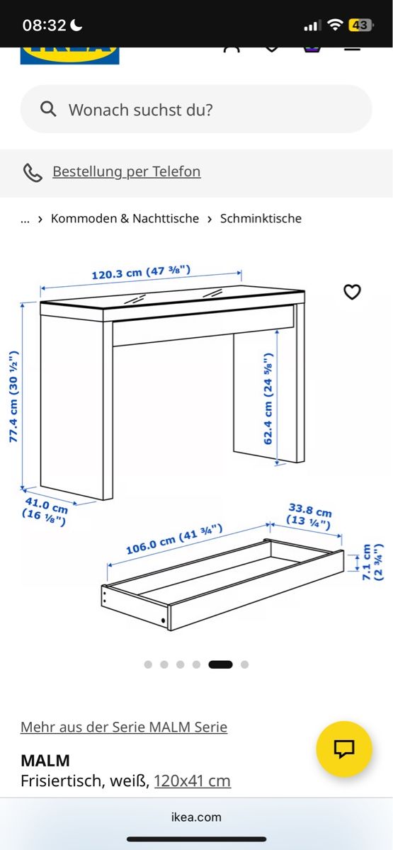 Tavoli da trucco: Ikea Malm Schminktisch – Usato da Stein AG venduto da t050525 5