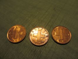 3x 1 Rappen, Jahrgänge 1967  & 2x 1969