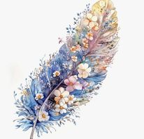 Kreuzstich-Handarbeit-Sticken-Geschenk-Blumen-Feder -36x30cm