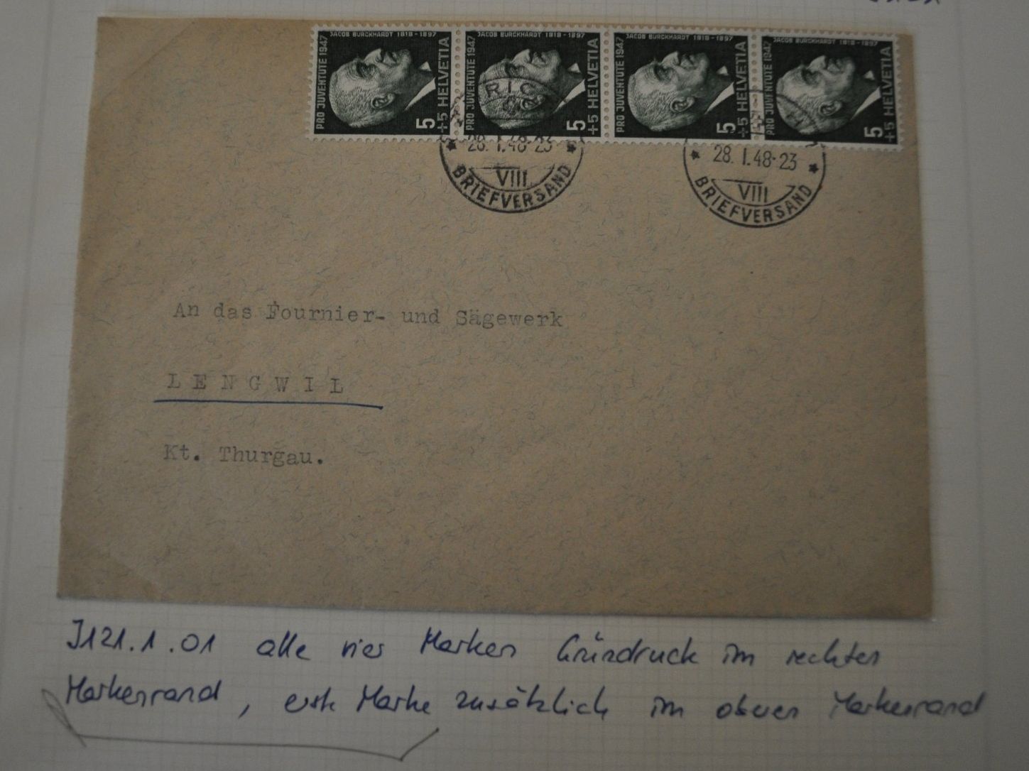 Tutti i francobolli: Brief  Pro Juventute 1948 (A18) – Usato da Zeihen venduto da Hammerpreise
