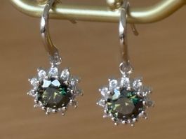 Luxus Elegante Zirkonia Ohrstecker Ohrschmuck  Farbe:Silber