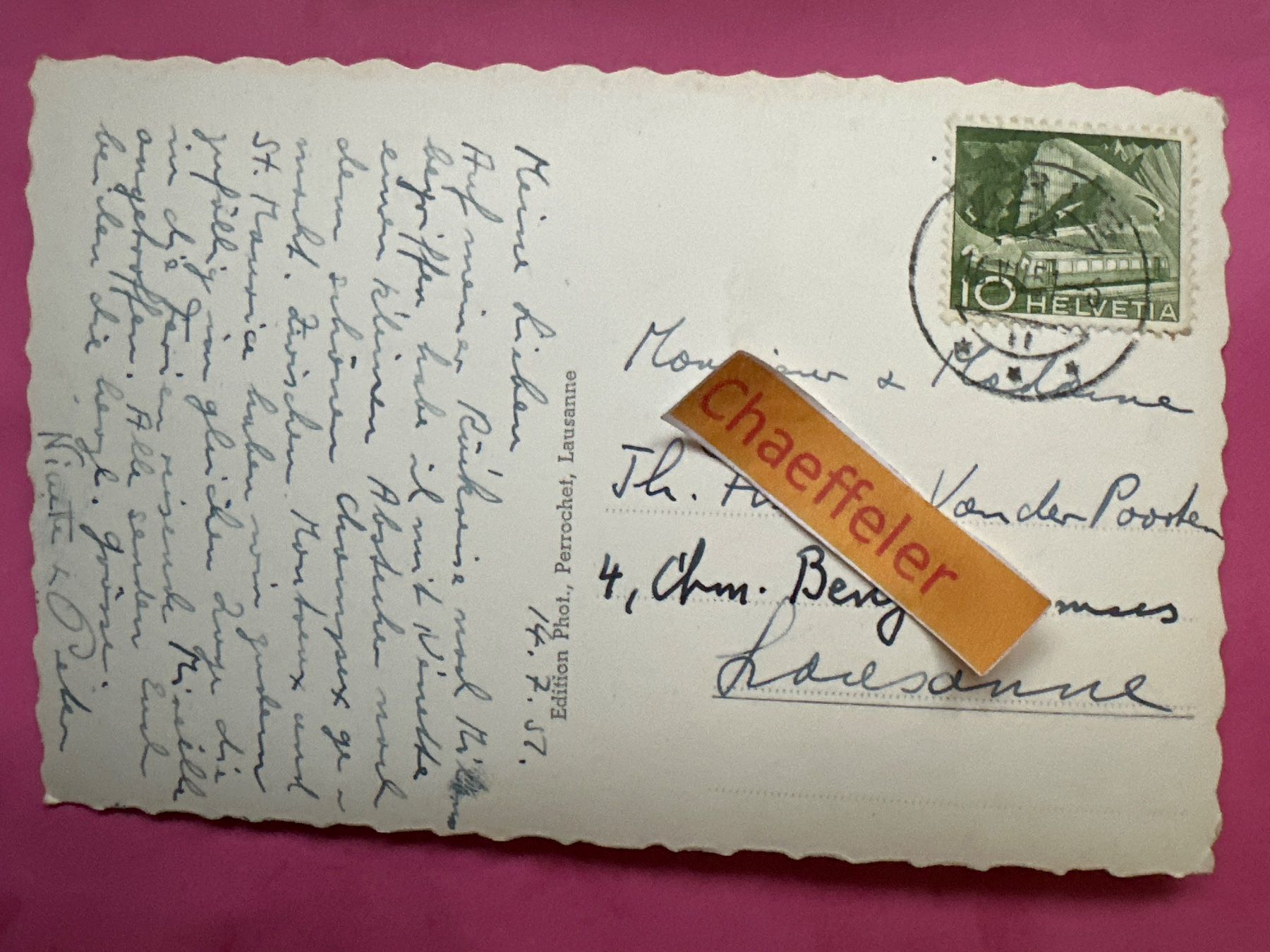 Cartoline postali: 1951  9555 Val d‘Atpette. – Usato da Zürich venduto da Chaeffeler 1