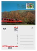 Rhätische Bahn RhB 100 Jahre Briefmarke PTT Postwerbeflagge
