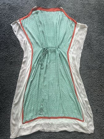 Parenti's Cashmere Seidenkleid, Grün/Weiss, Sommerlich!